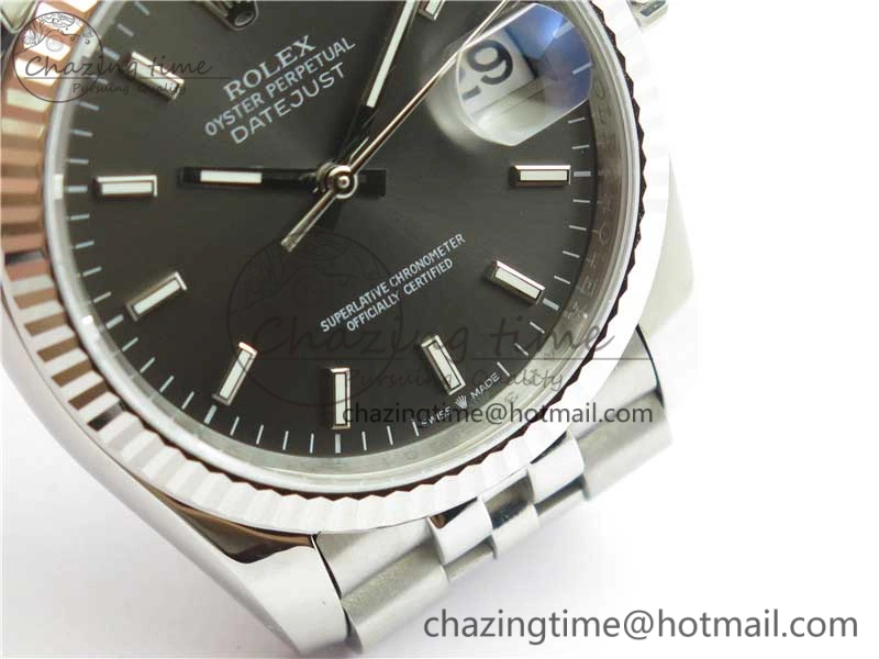 Datejust 36mm 116234 904L SS DJF 1:1 Best Edition Gray Dial Sticks Markers On SS Jubilee Bracelet A2824