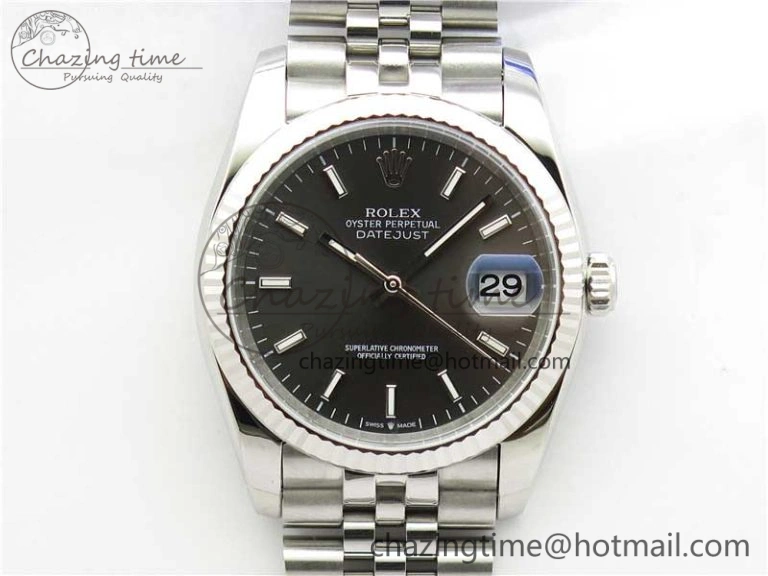 Datejust 36mm 116234 904L SS DJF 1:1 Best Edition Gray Dial Sticks Markers On SS Jubilee Bracelet A2824