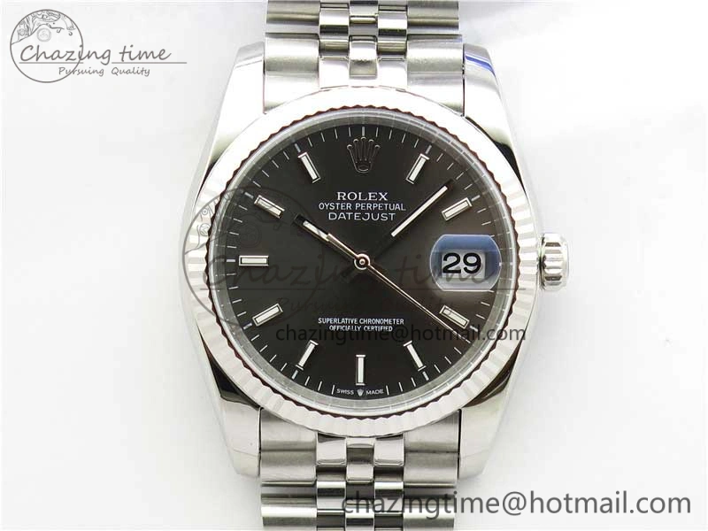 Datejust 36mm 116234 904L SS DJF 1:1 Best Edition Gray Dial Sticks Markers On SS Jubilee Bracelet A2824