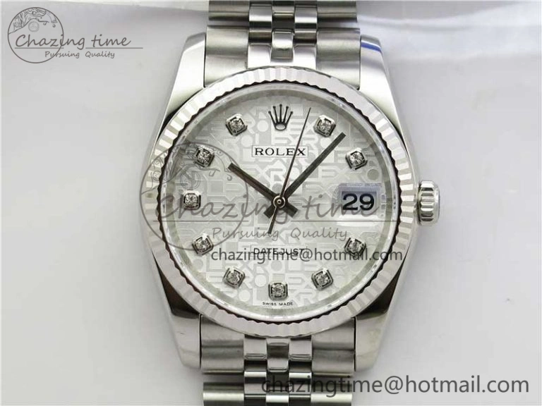 Datejust 36mm 116234 904L SS DJF 1:1 Best Edition Silver Dial Diam Markers On SS Jubilee Bracelet A2824