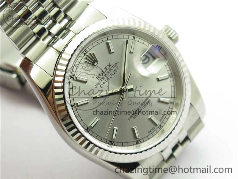 Datejust 36mm 116234 904L SS DJF 1:1 Best Edition Silver Dial Sticks Markers On SS Jubilee Bracelet A2824