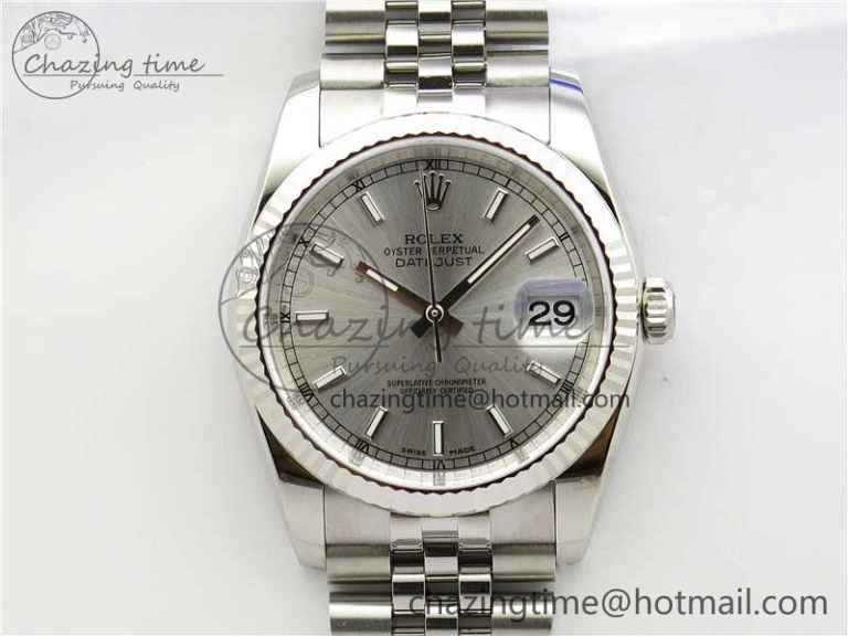 Datejust 36mm 116234 904L SS DJF 1:1 Best Edition Silver Dial Sticks Markers On SS Jubilee Bracelet A2824