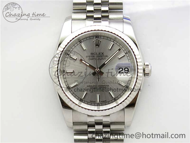 Datejust 36mm 116234 904L SS DJF 1:1 Best Edition Silver Dial Sticks Markers On SS Jubilee Bracelet A2824