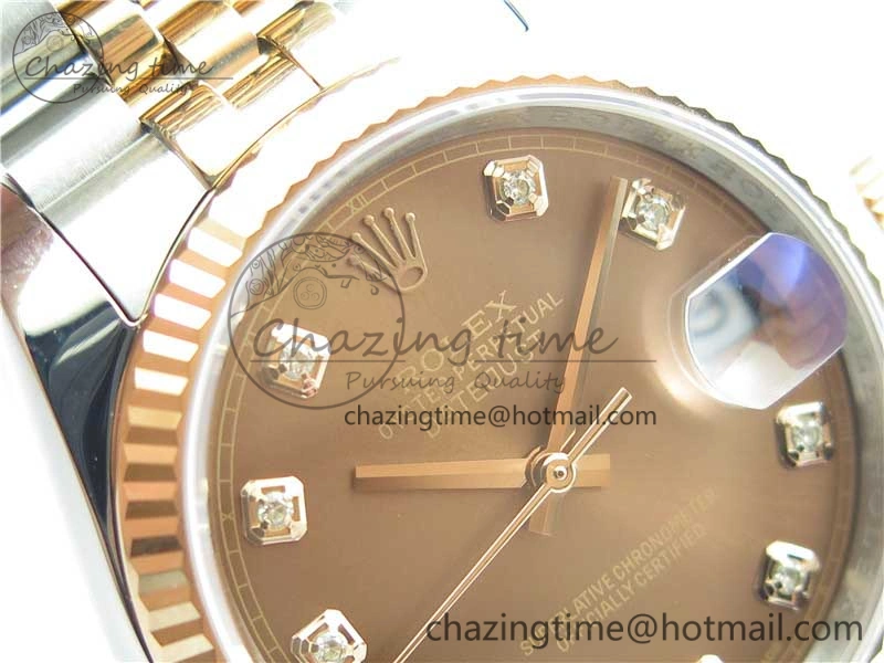 Datejust 36mm 116234 904L SS RG DJF 1:1 Best Edition Brown Dial Diam Markers On SS RG Jubilee Bracelet A2824