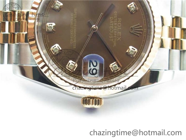 Datejust 36mm 116234 904L SS RG DJF 1:1 Best Edition Brown Dial Diam Markers On SS RG Jubilee Bracelet A2824