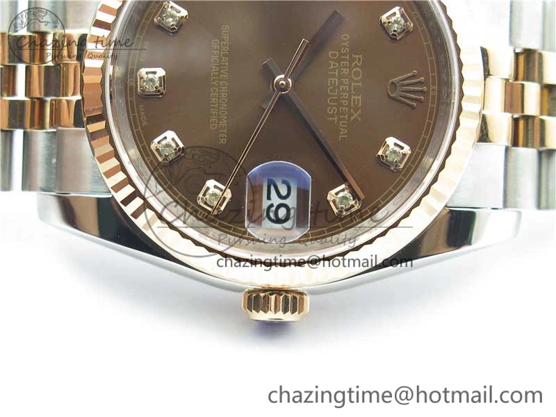 Datejust 36mm 116234 904L SS RG DJF 1:1 Best Edition Brown Dial Diam Markers On SS RG Jubilee Bracelet A2824