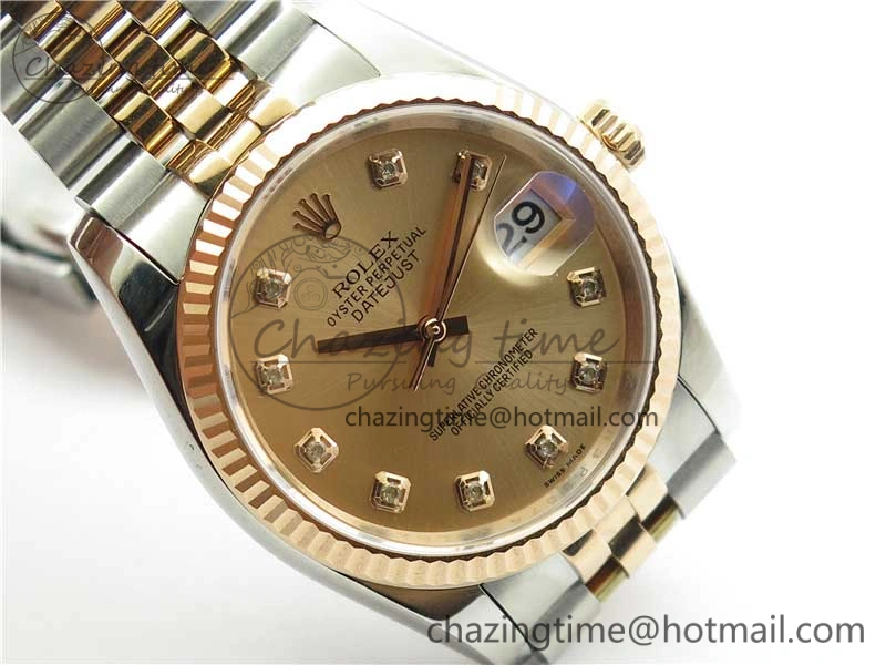 Datejust 36mm 116234 904L SS RG DJF 1:1 Best Edition RG Dial Diam Markers On SS RG Jubilee Bracelet A2824