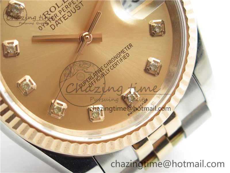 Datejust 36mm 116234 904L SS RG DJF 1:1 Best Edition RG Dial Diam Markers On SS RG Jubilee Bracelet A2824