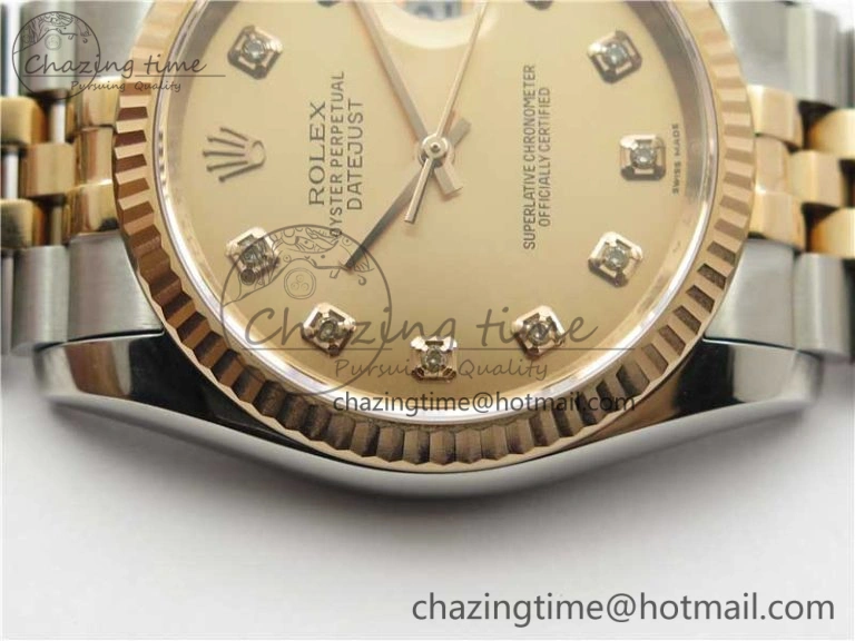 Datejust 36mm 116234 904L SS RG DJF 1:1 Best Edition RG Dial Diam Markers On SS RG Jubilee Bracelet A2824