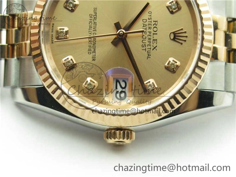 Datejust 36mm 116234 904L SS RG DJF 1:1 Best Edition RG Dial Diam Markers On SS RG Jubilee Bracelet A2824