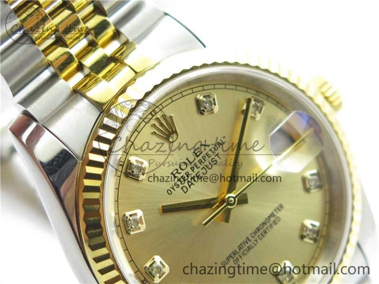 Datejust 36mm 116234 904L SS YG DJF 1:1 Best Edition Yellow Dial Diam Markers On SS YG Jubilee Bracelet A2824