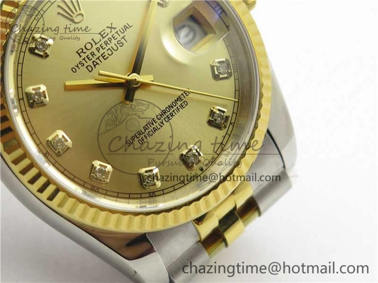Datejust 36mm 116234 904L SS YG DJF 1:1 Best Edition Yellow Dial Diam Markers On SS YG Jubilee Bracelet A2824