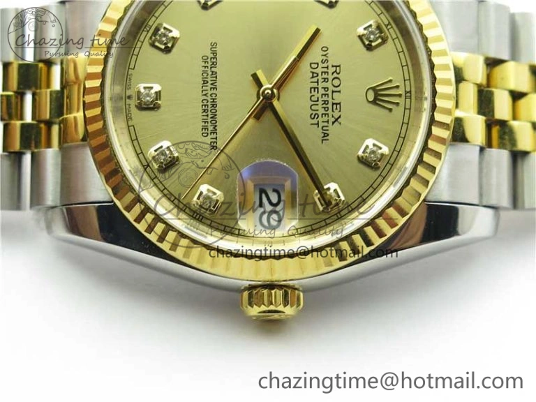 Datejust 36mm 116234 904L SS YG DJF 1:1 Best Edition Yellow Dial Diam Markers On SS YG Jubilee Bracelet A2824