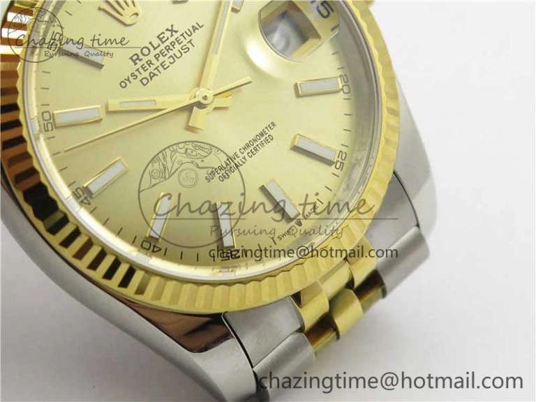 Datejust 36mm 116234 904L SS YG DJF 1:1 Best Edition Yellow Dial Stick Markers On SS YG Jubilee Bracelet A2824