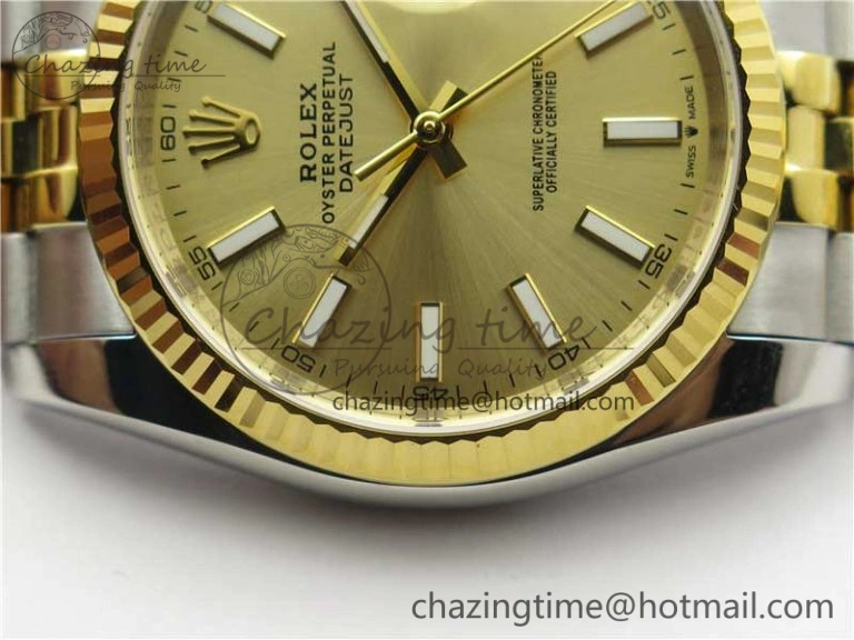 Datejust 36mm 116234 904L SS YG DJF 1:1 Best Edition Yellow Dial Stick Markers On SS YG Jubilee Bracelet A2824