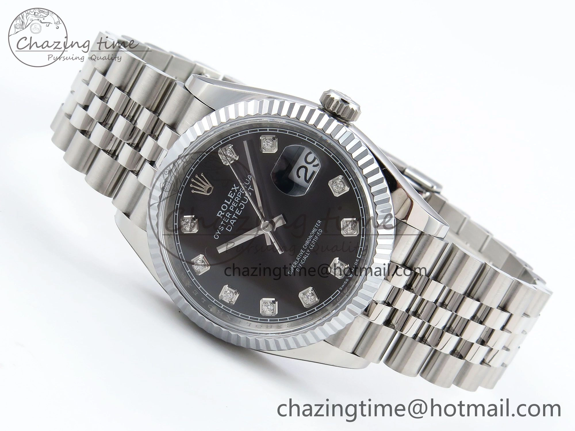 Datejust 36mm 126234 904L Steel HGF 1:1 Best Edition Black Diamonds Dial on SS Bracelet VR3235