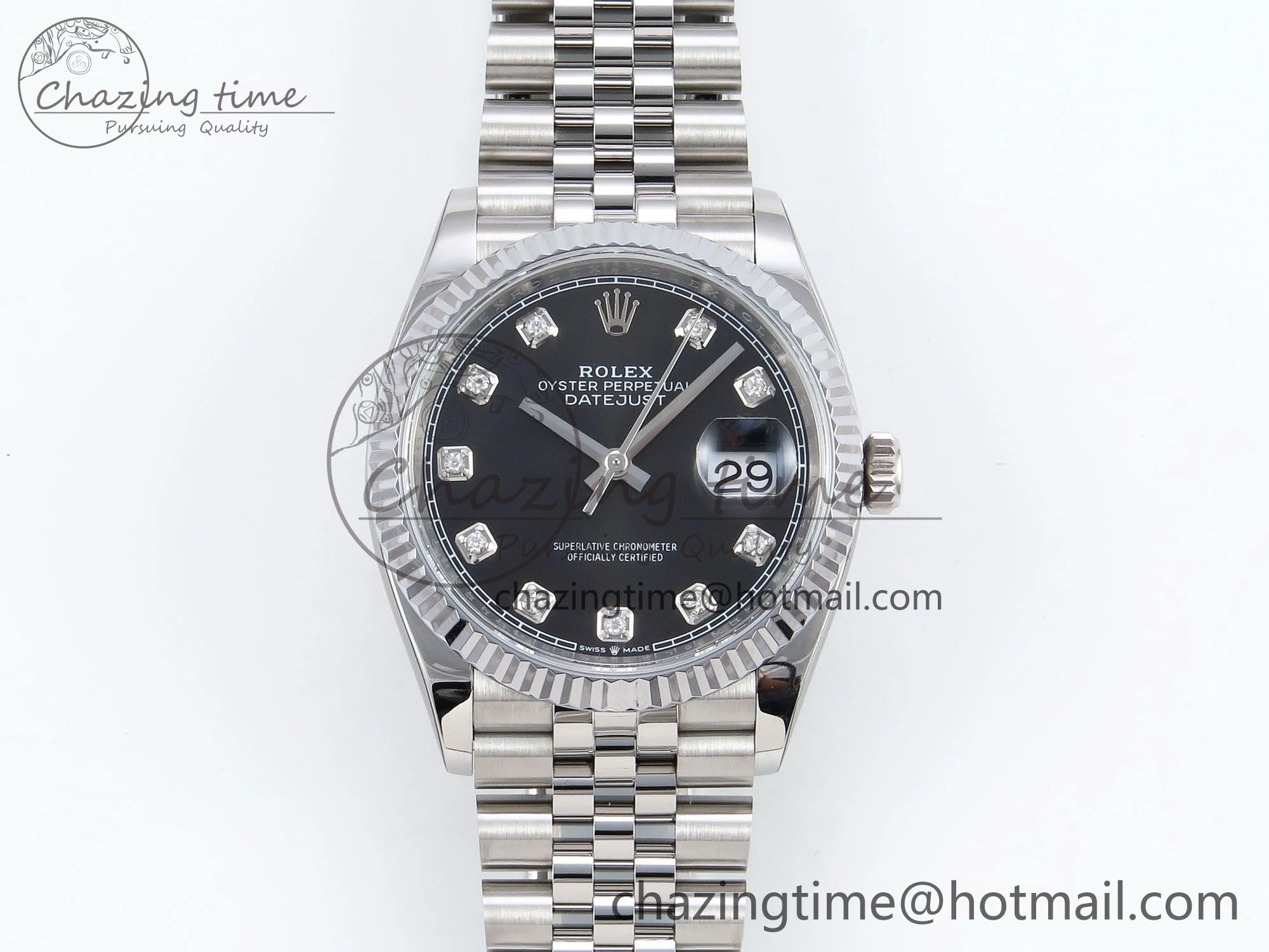 Datejust 36mm 126234 904L Steel HGF 1:1 Best Edition Black Diamonds Dial on SS Bracelet VR3235