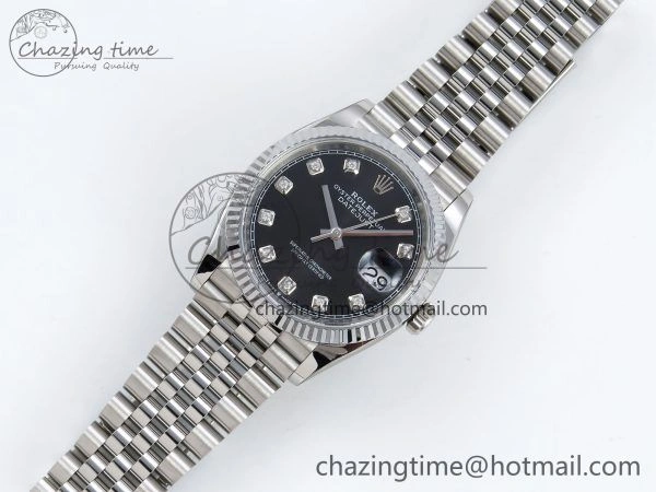 Datejust 36mm 126234 904L Steel HGF 1:1 Best Edition Black Diamonds Dial on SS Bracelet VR3235