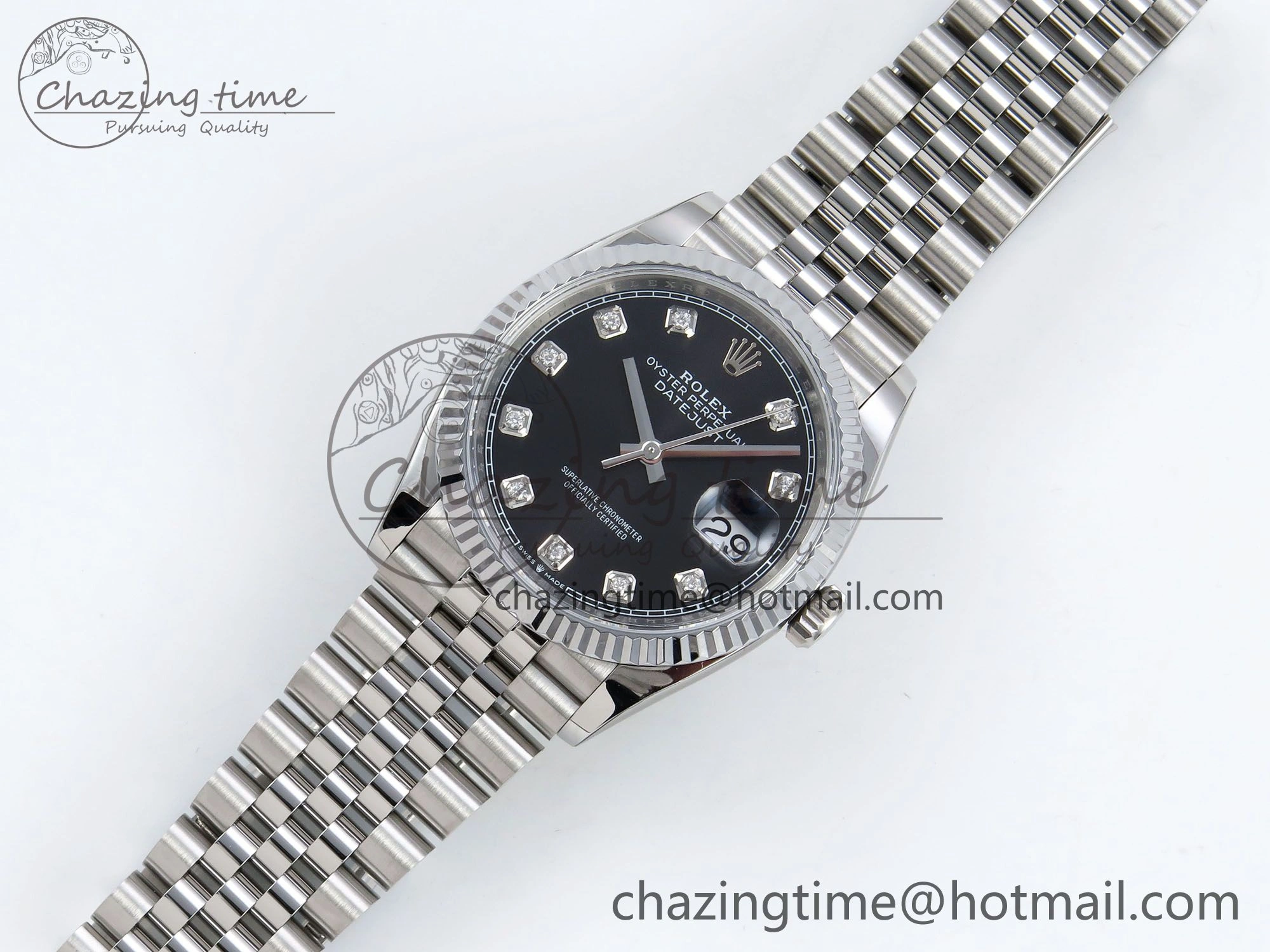 Datejust 36mm 126234 904L Steel HGF 1:1 Best Edition Black Diamonds Dial on SS Bracelet VR3235