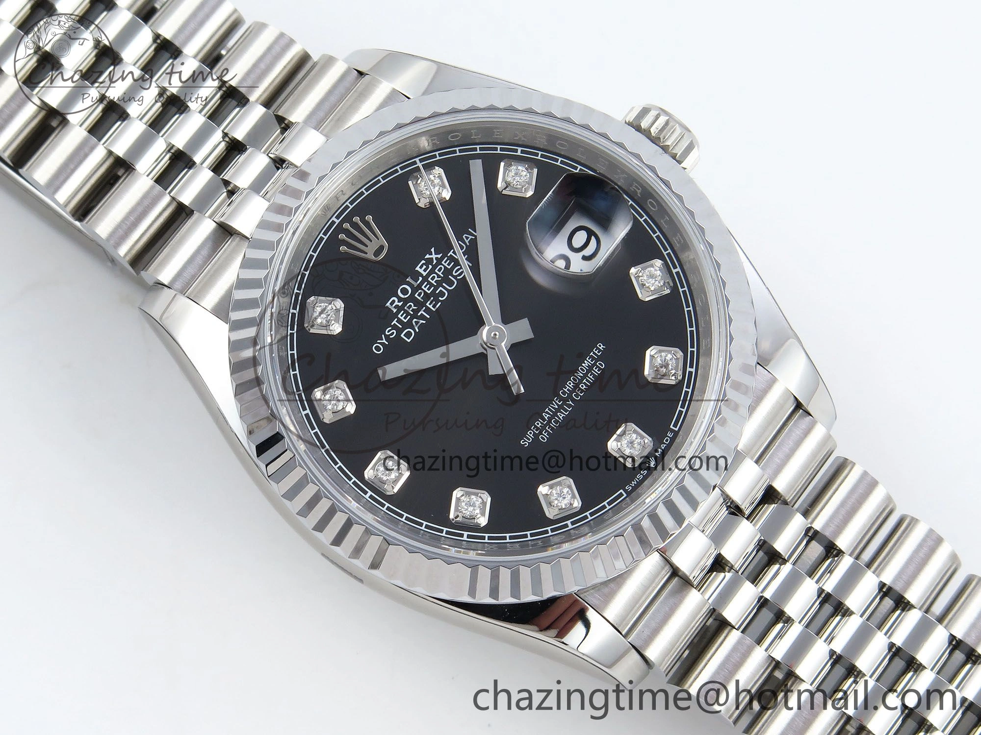Datejust 36mm 126234 904L Steel HGF 1:1 Best Edition Black Diamonds Dial on SS Bracelet VR3235