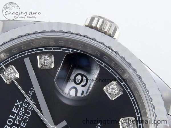 Datejust 36mm 126234 904L Steel HGF 1:1 Best Edition Black Diamonds Dial on SS Bracelet VR3235