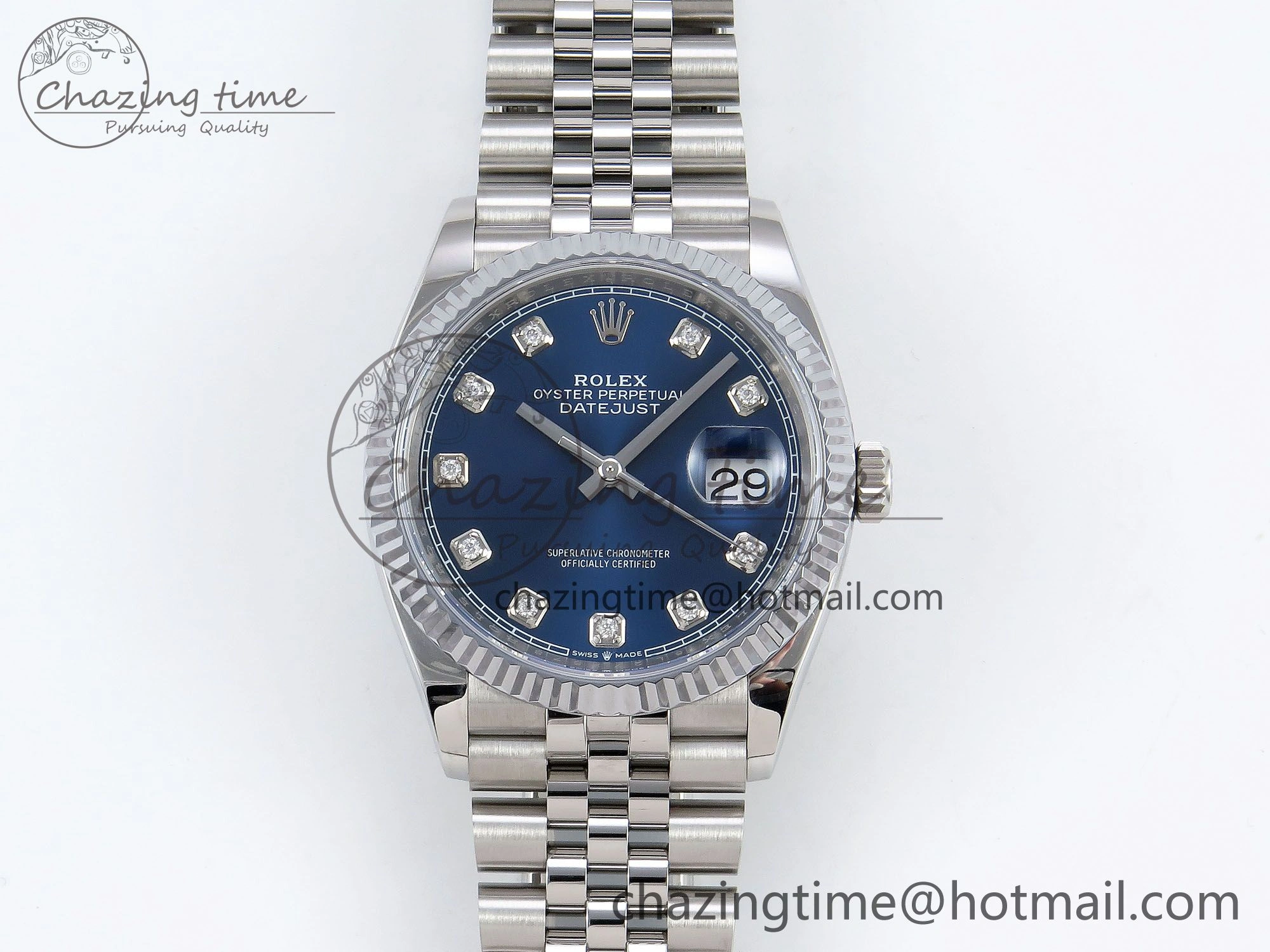 Datejust 36mm 126234 904L Steel HGF 1:1 Best Edition Blue Diamonds Dial on SS Bracelet VR3235