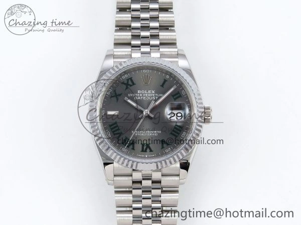 Datejust 36mm 126234 904L Steel HGF 1:1 Best Edition Gray Dial Green Roman on SS Bracelet VR3235