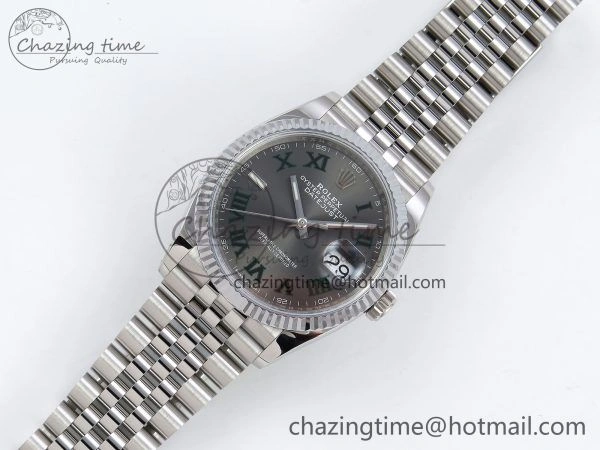 Datejust 36mm 126234 904L Steel HGF 1:1 Best Edition Gray Dial Green Roman on SS Bracelet VR3235