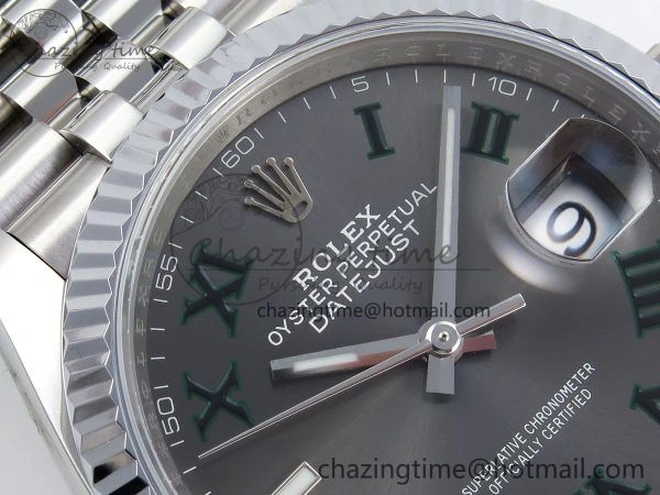 Datejust 36mm 126234 904L Steel HGF 1:1 Best Edition Gray Dial Green Roman on SS Bracelet VR3235