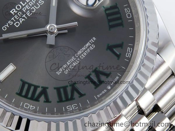 Datejust 36mm 126234 904L Steel HGF 1:1 Best Edition Gray Dial Green Roman on SS Bracelet VR3235