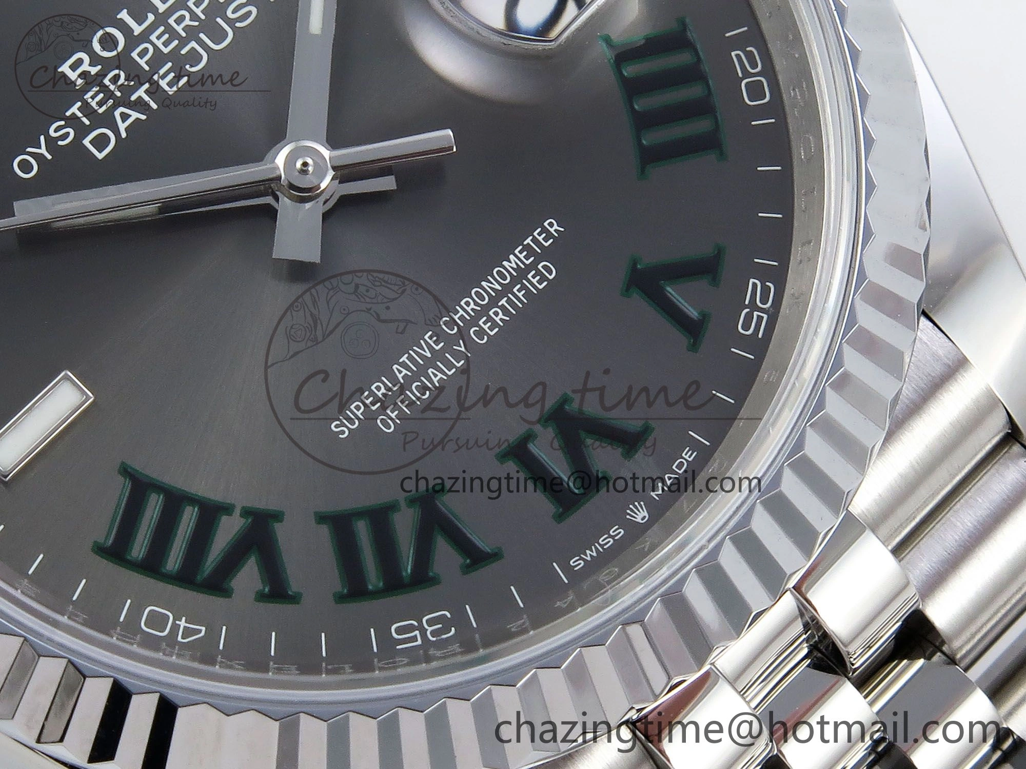 Datejust 36mm 126234 904L Steel HGF 1:1 Best Edition Gray Dial Green Roman on SS Bracelet VR3235