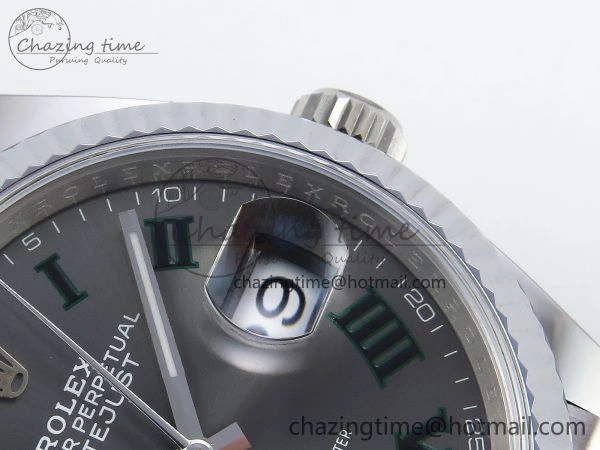 Datejust 36mm 126234 904L Steel HGF 1:1 Best Edition Gray Dial Green Roman on SS Bracelet VR3235