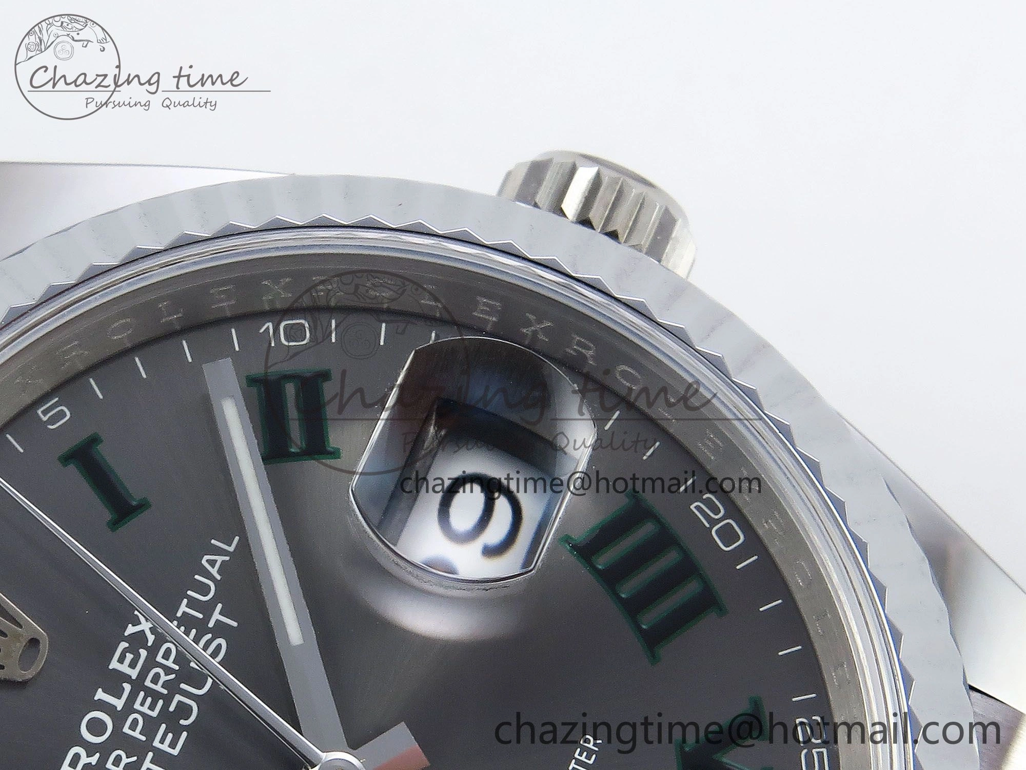 Datejust 36mm 126234 904L Steel HGF 1:1 Best Edition Gray Dial Green Roman on SS Bracelet VR3235