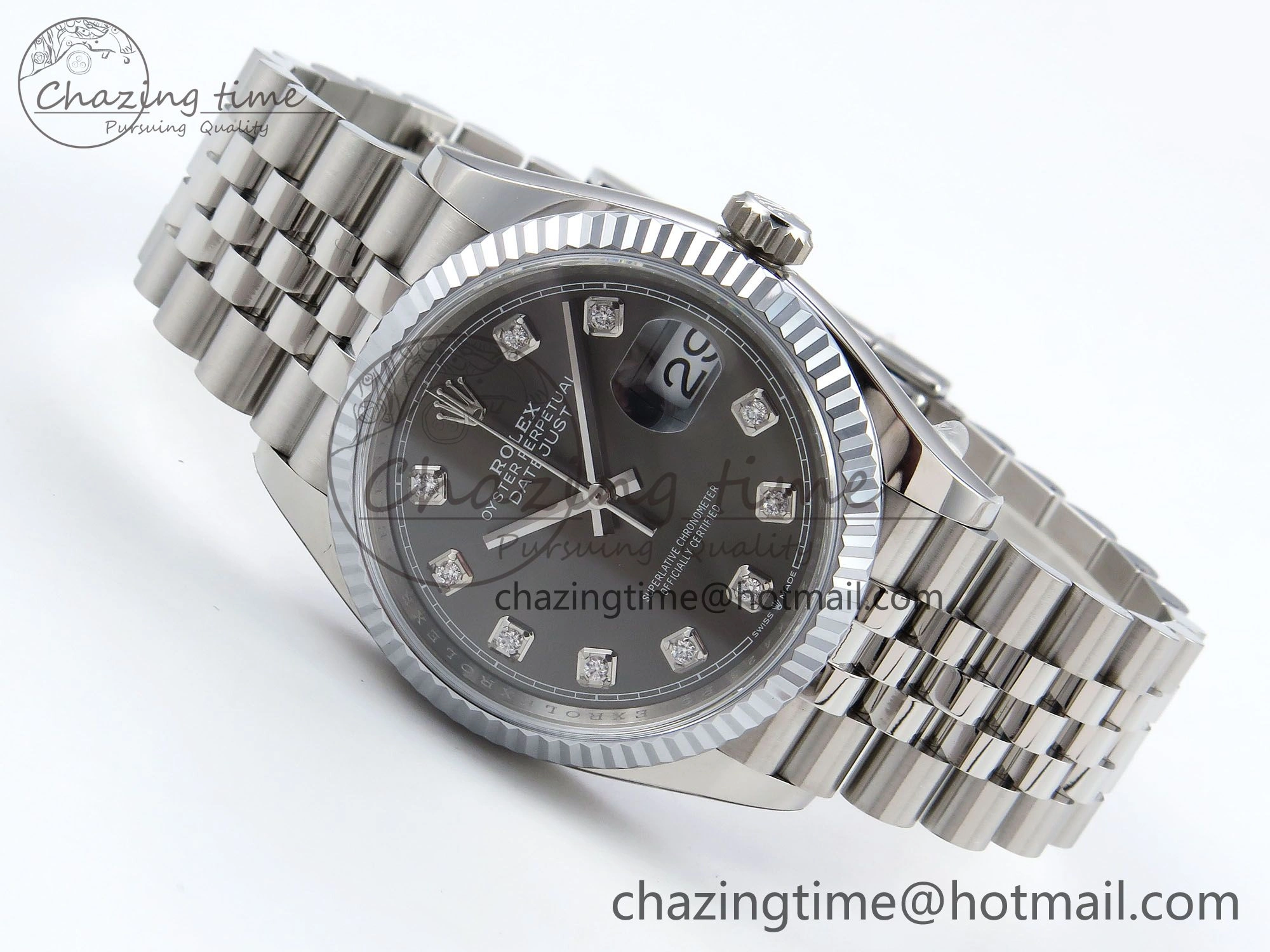 Datejust 36mm 126234 904L Steel HGF 1:1 Best Edition Gray Diamonds Dial on SS Bracelet VR3235