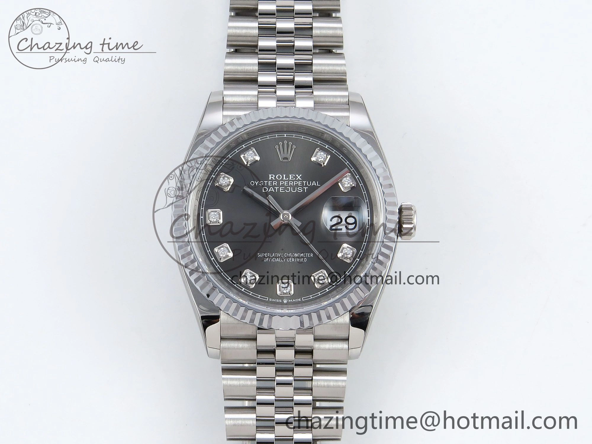 Datejust 36mm 126234 904L Steel HGF 1:1 Best Edition Gray Diamonds Dial on SS Bracelet VR3235