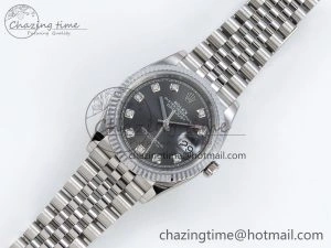 Datejust 36mm 126234 904L Steel HGF 1:1 Best Edition Gray Diamonds Dial on SS Bracelet VR3235