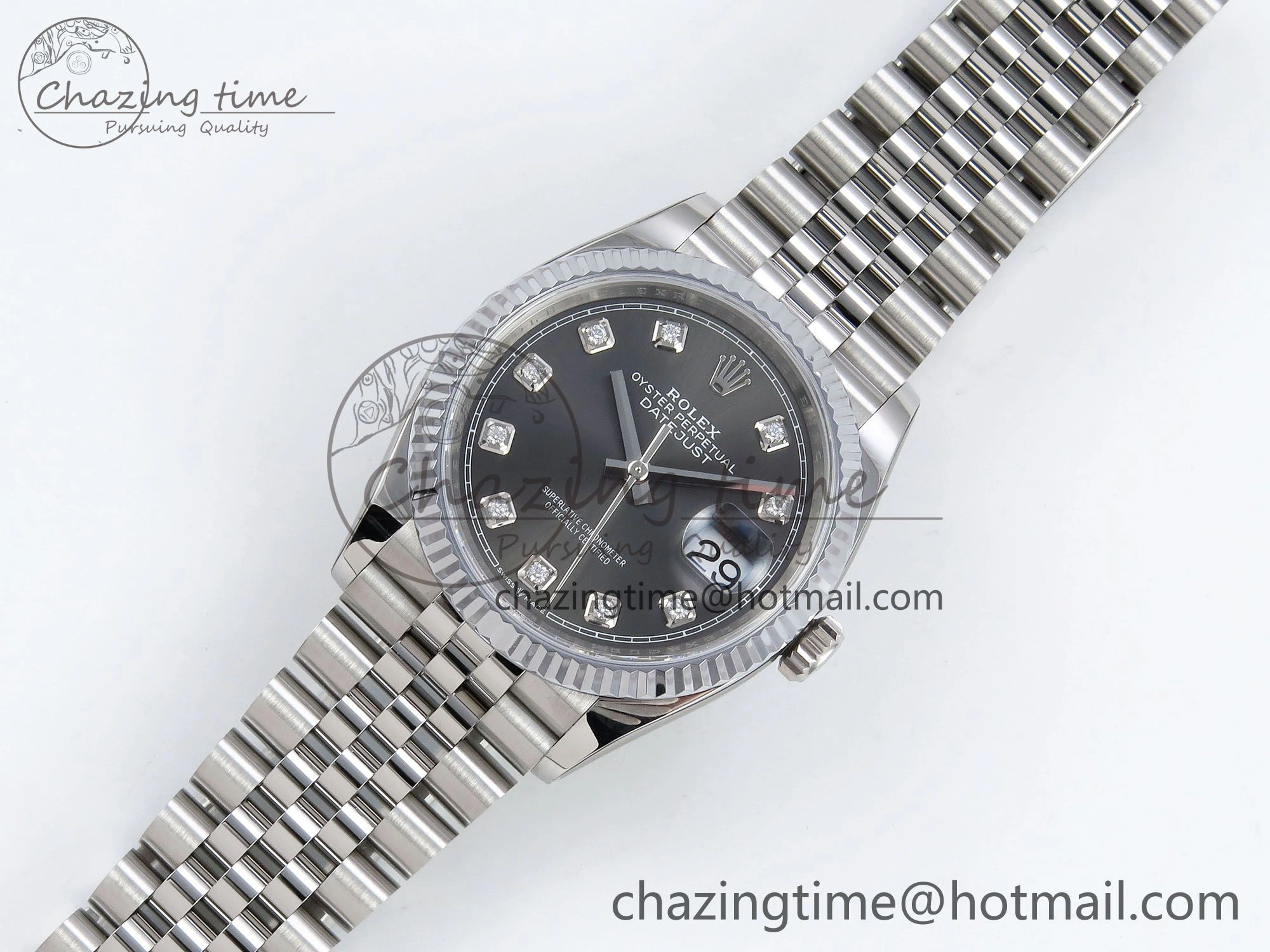 Datejust 36mm 126234 904L Steel HGF 1:1 Best Edition Gray Diamonds Dial on SS Bracelet VR3235