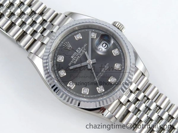 Datejust 36mm 126234 904L Steel HGF 1:1 Best Edition Gray Diamonds Dial on SS Bracelet VR3235