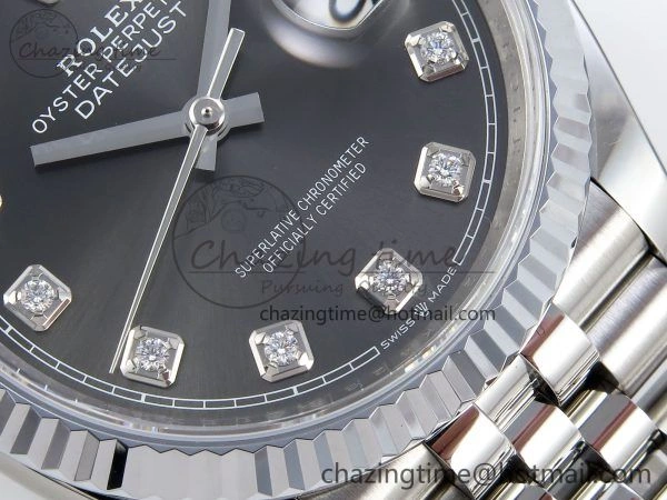 Datejust 36mm 126234 904L Steel HGF 1:1 Best Edition Gray Diamonds Dial on SS Bracelet VR3235
