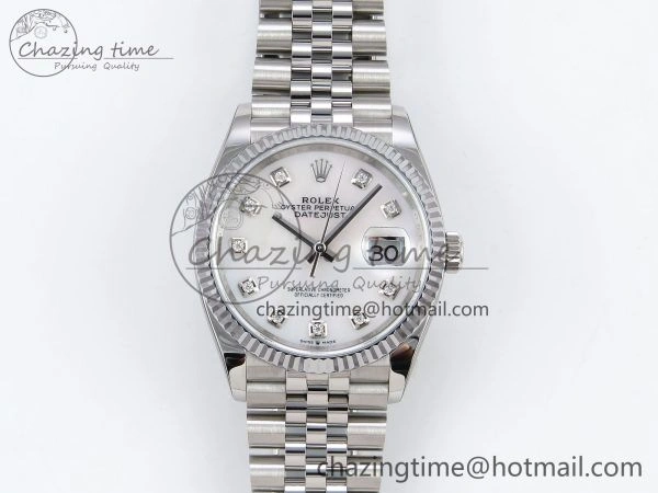 Datejust 36mm 126234 904L Steel HGF 1:1 Best Edition White Mop Dial on SS Bracelet VR3235