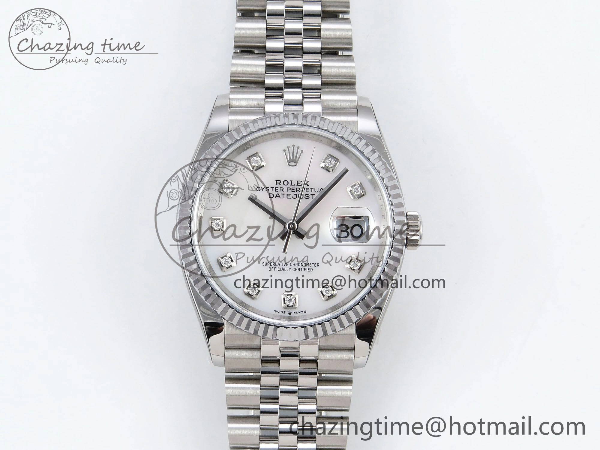 Datejust 36mm 126234 904L Steel HGF 1:1 Best Edition White Mop Dial on SS Bracelet VR3235