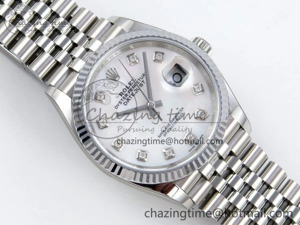 Datejust 36mm 126234 904L Steel HGF 1:1 Best Edition White Mop Dial on SS Bracelet VR3235