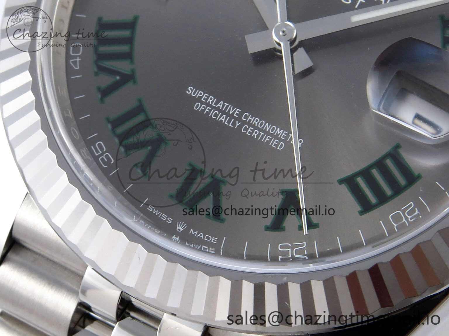 Datejust 41 SS Clean 1:1 Best Edition Gray Dial Green Roman Dial on SS Bracelet VR3235