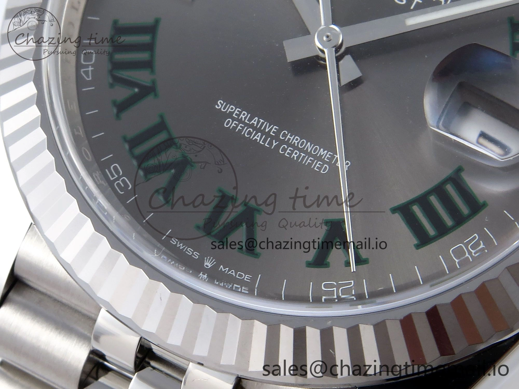 Datejust 41 SS Clean 1:1 Best Edition Gray Dial Green Roman Dial on SS Bracelet VR3235