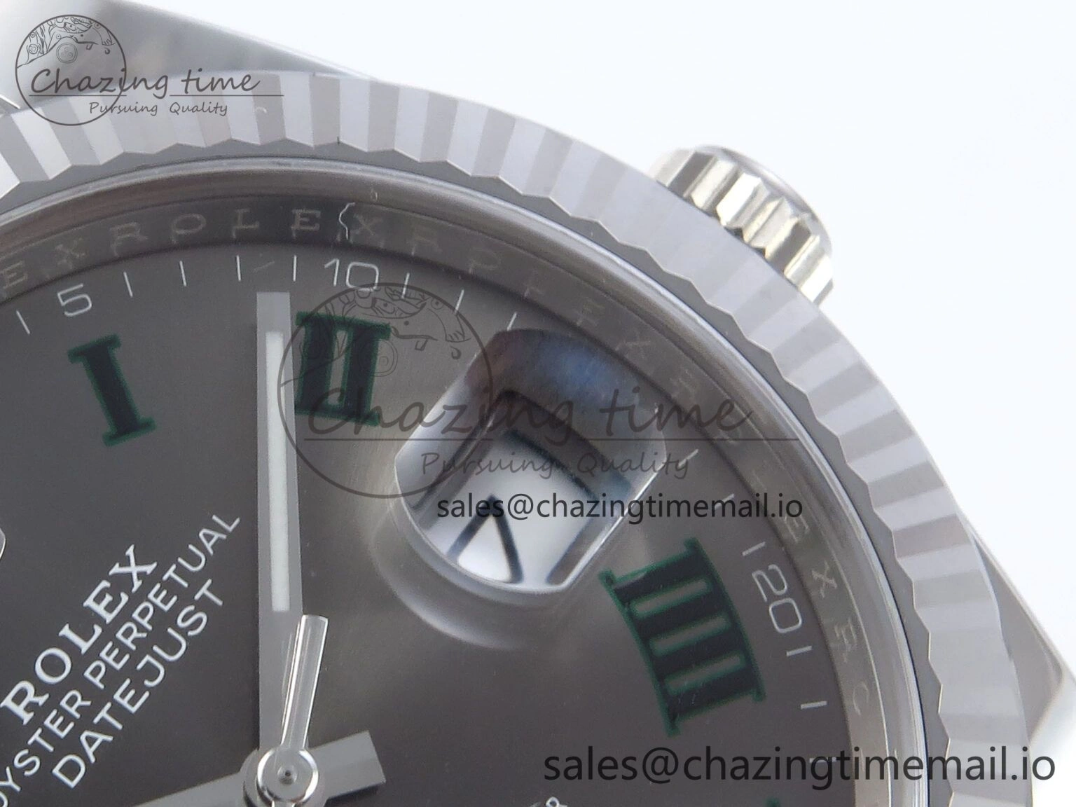 Datejust 41 SS Clean 1:1 Best Edition Gray Dial Green Roman Dial on SS Bracelet VR3235