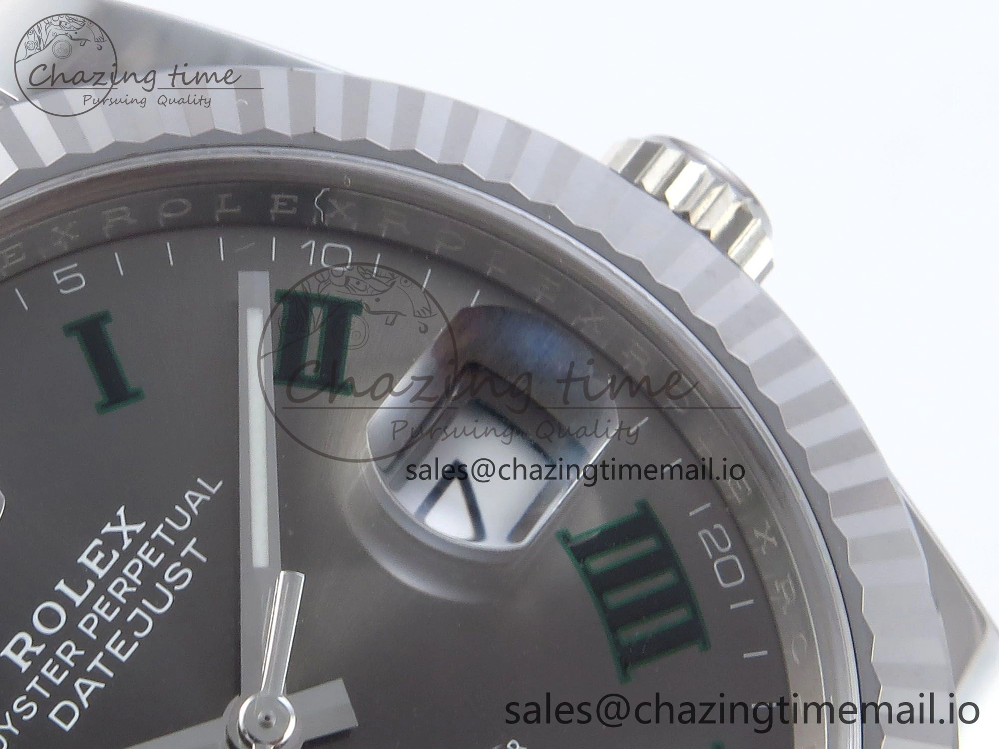 Datejust 41 SS Clean 1:1 Best Edition Gray Dial Green Roman Dial on SS Bracelet VR3235