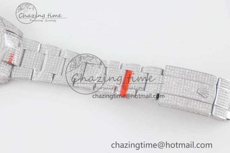 Datejust 41 SS Full Diamonds TWF 1:1 Best Edition Arabic Markers Dial on Bracelet A2824