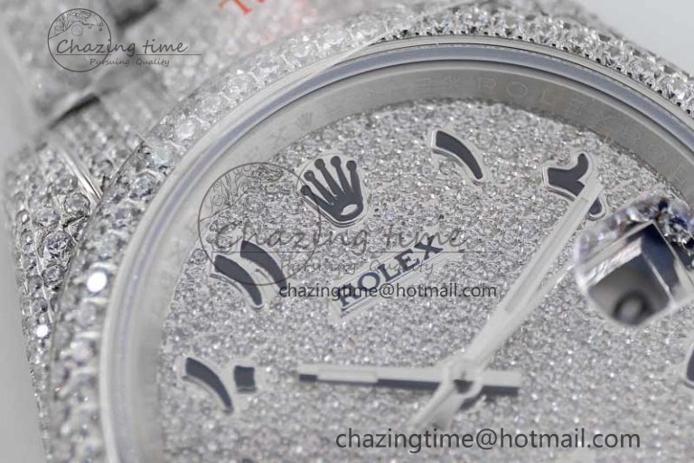 Datejust 41 SS Full Diamonds TWF 1:1 Best Edition Arabic Markers Dial on Bracelet A2824