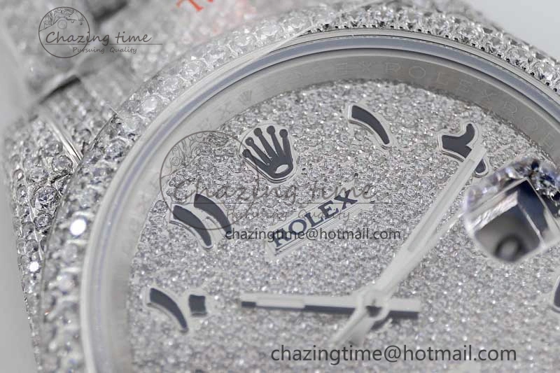 Datejust 41 SS Full Diamonds TWF 1:1 Best Edition Arabic Markers Dial on Bracelet A2824