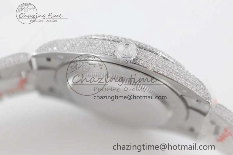 Datejust 41 SS Full Diamonds TWF 1:1 Best Edition Arabic Markers Dial on Bracelet A2824